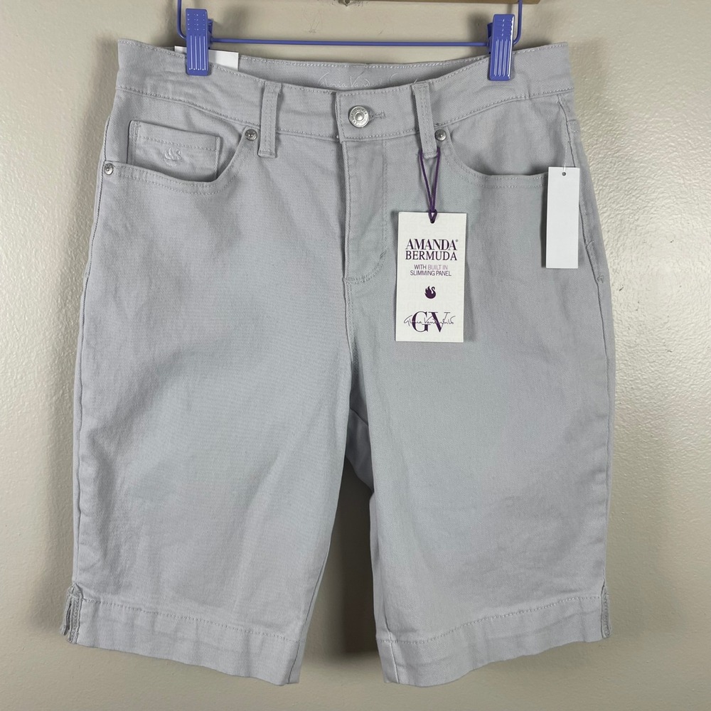 Gloria Vanderbilt‎ Women's 4P Bermuda Shorts Warm Grey Amanda Slimming NEW